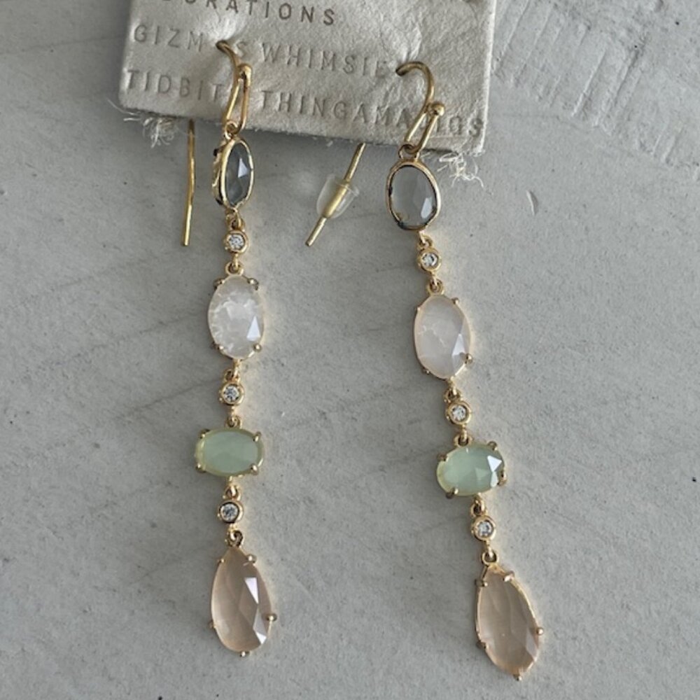 ANTHROPOLOGIE STONE DROP EARRINGS RHINESTONES NWT